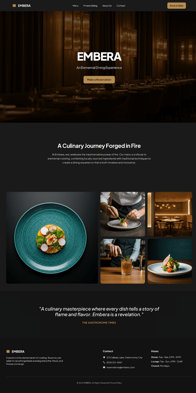 Fine Dining Restaurant Website